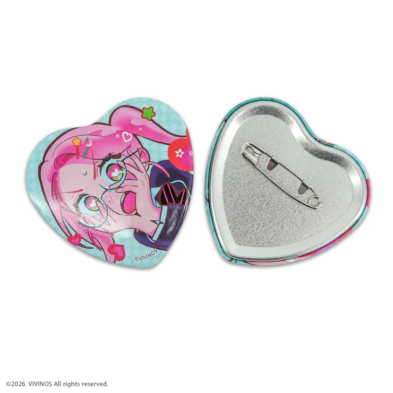 ALIEN STAGE × FUMOKORE Heart-shaped Can Badge - Image 2