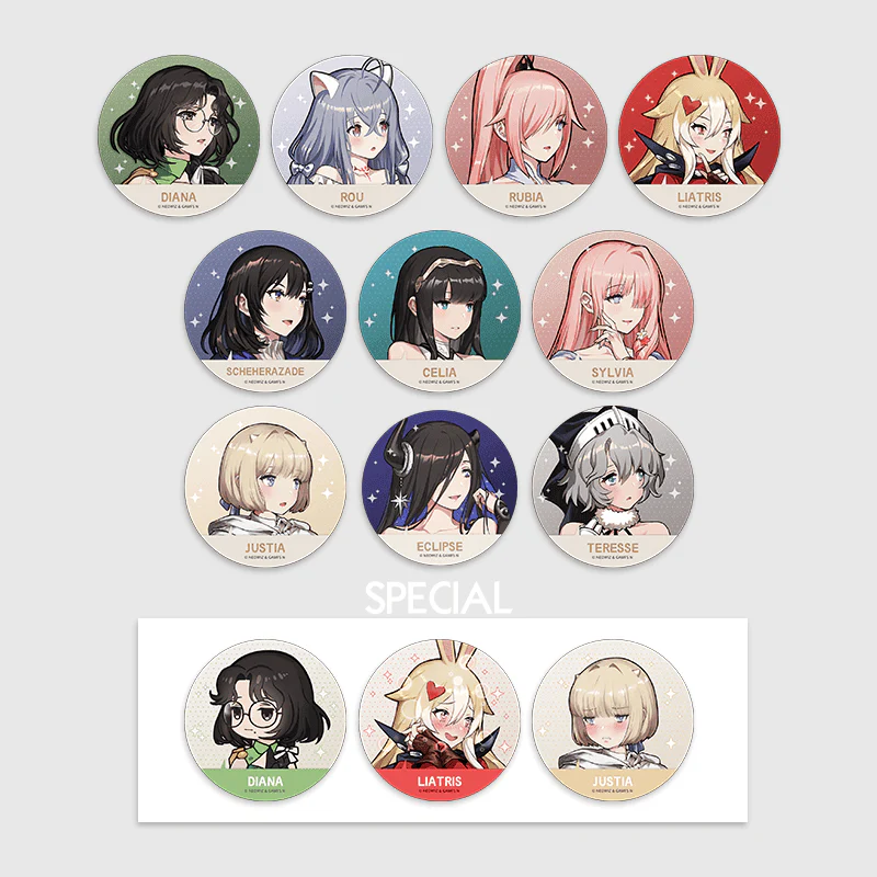Brown Dust 2 x ANIPLUS - Game Chat Icon Trading Can Badge
