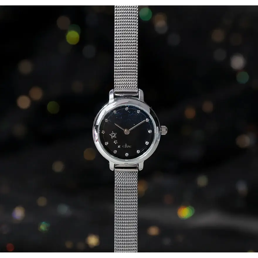 CLUE - Holiday Glitter Night Sky Silver Mesh Watch - Image 4