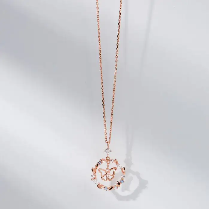 CLUE - Laurel Circular Butterfly Rose Gold Necklace - Image 2