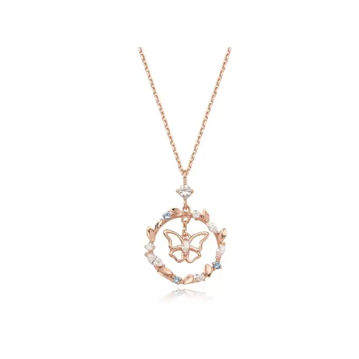 CLUE - Laurel Circular Butterfly Rose Gold Necklace - Image 3