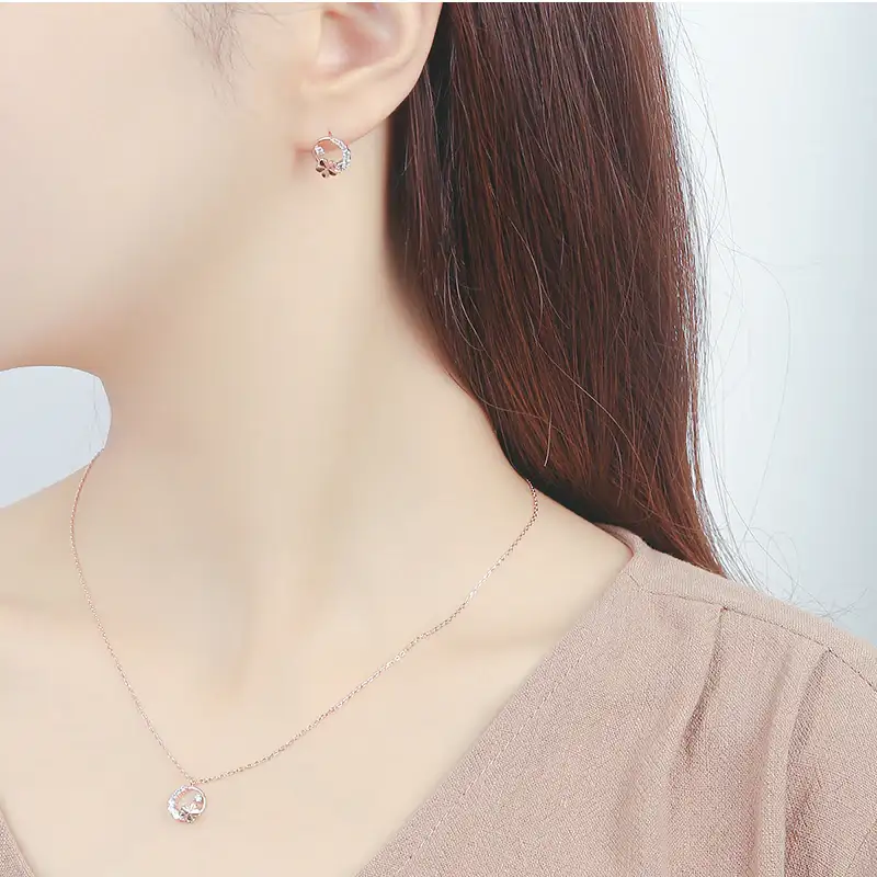 CLUE - Petite Flowery Rose Gold Silver Necklace - Image 2