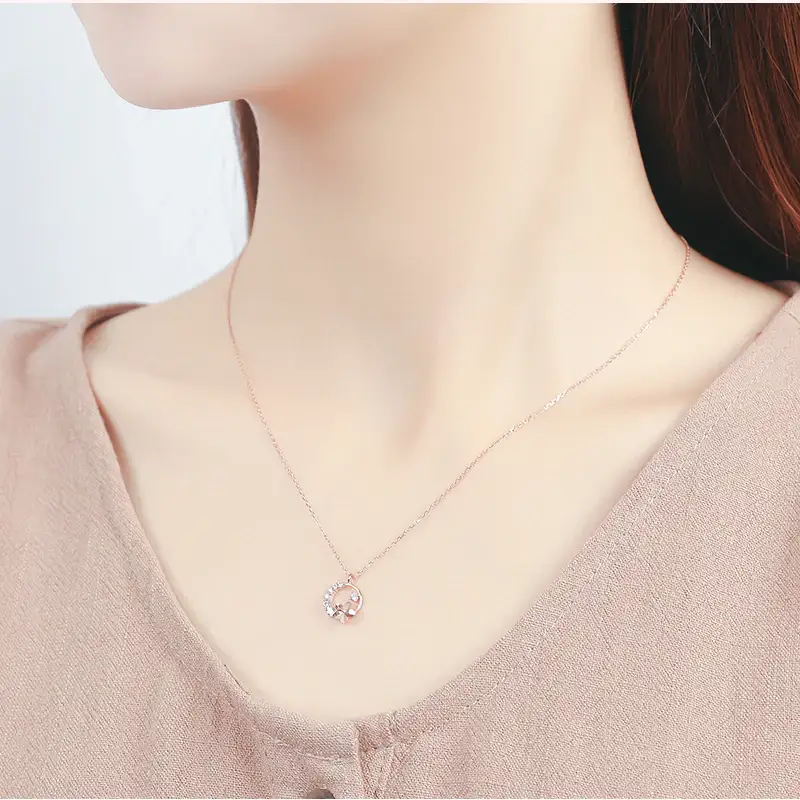 CLUE - Petite Flowery Rose Gold Silver Necklace - Image 3