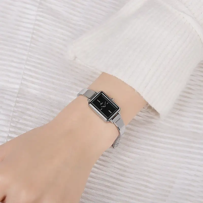 CLUE - Square Modern Silver Metal Watch - Image 3