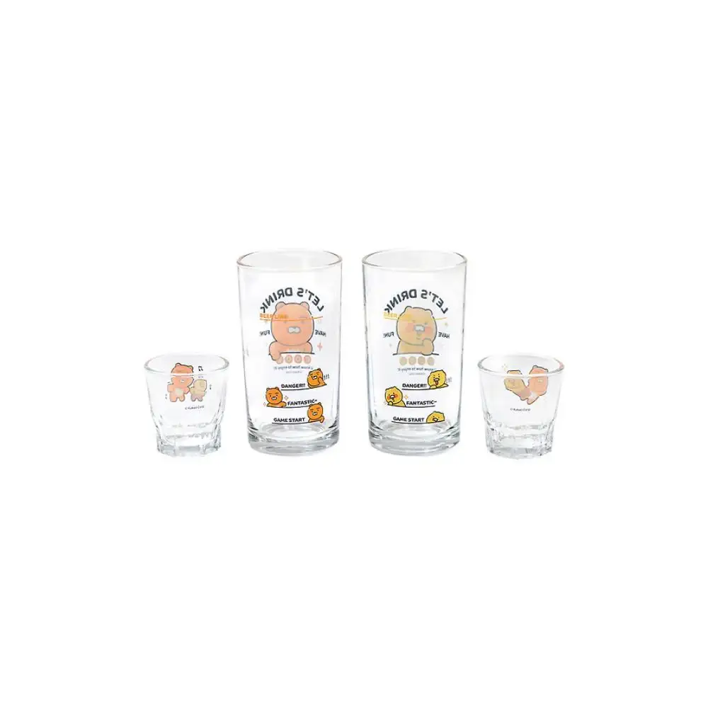 Kakao Friends - Ryan & Choonsik Soju & Beer Glass 4P-Set - Image 10