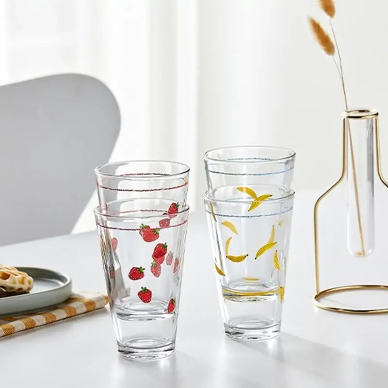 Korean ON - Strawberry Banana Glass Cup 4P Set - Image 3