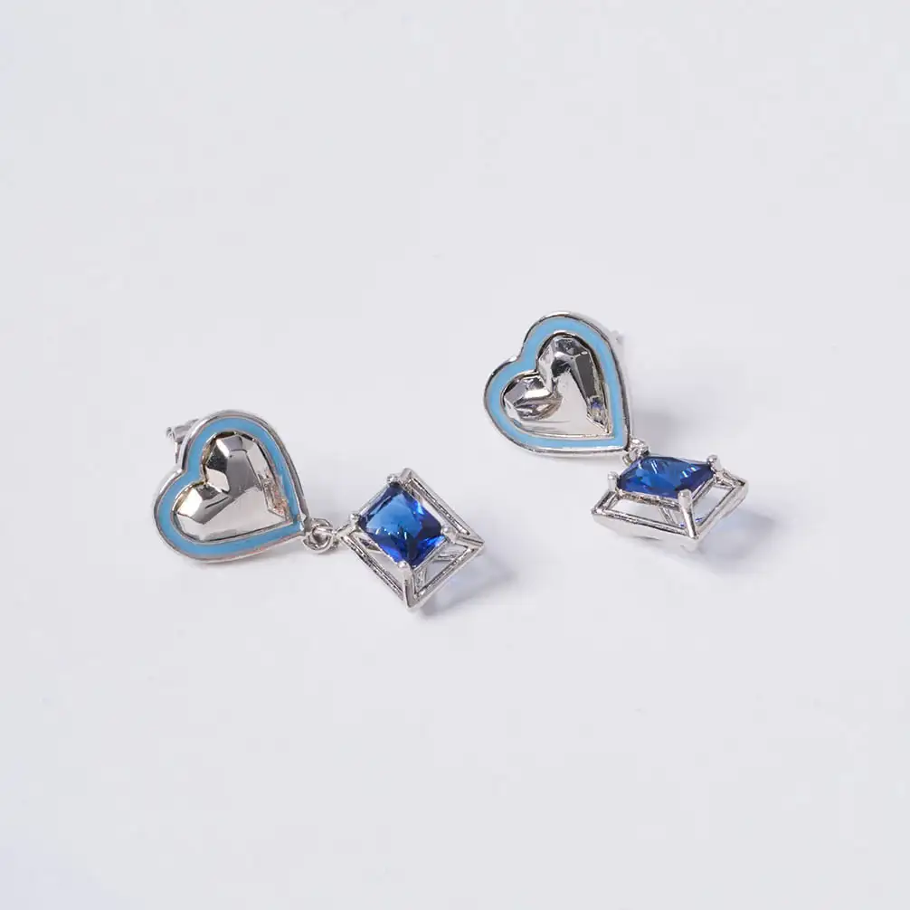 OST - POPTS Collection Blue Basic Heart Drop Earrings