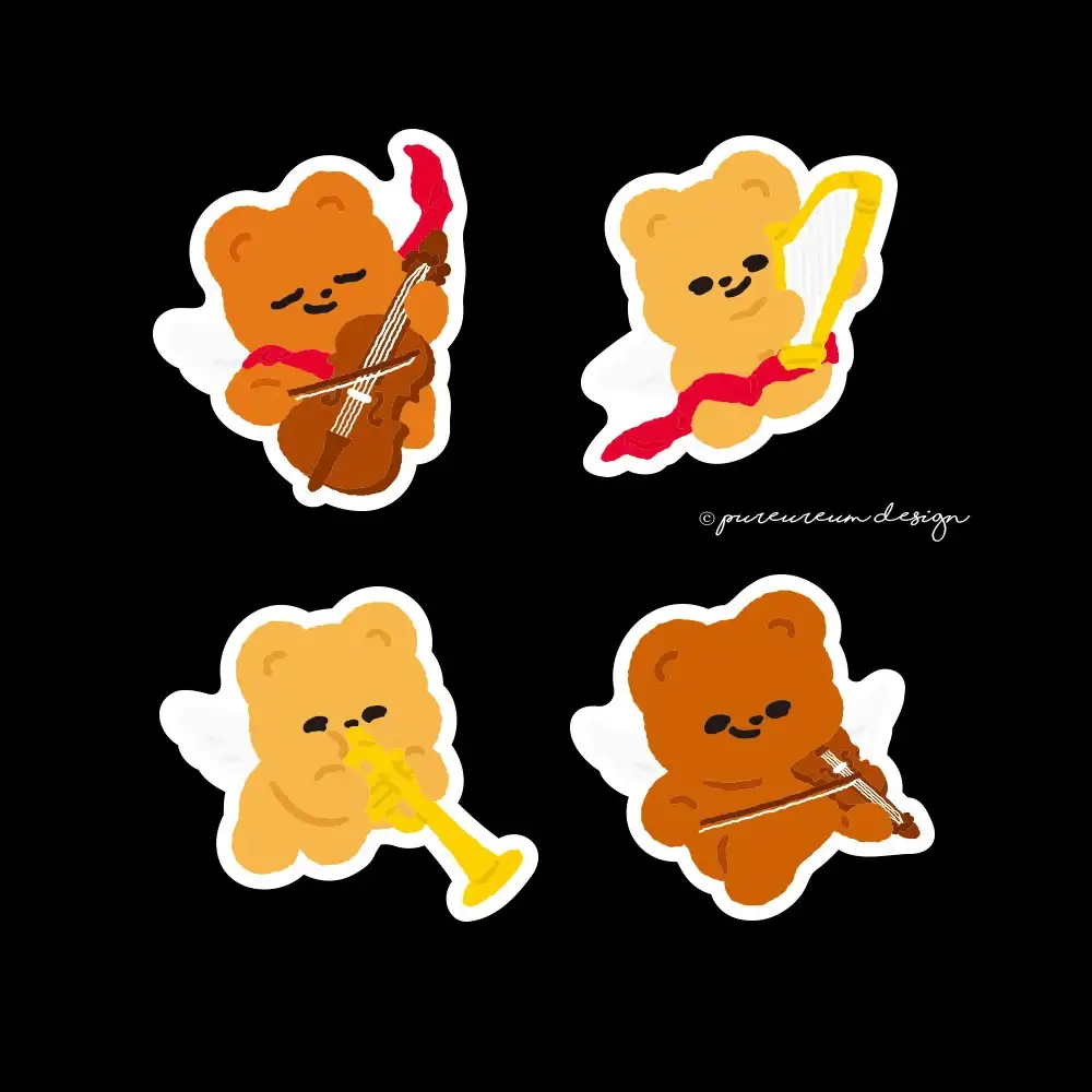 Pureureum Design - Cupid Bear Concert Engraving Sticker - Image 3