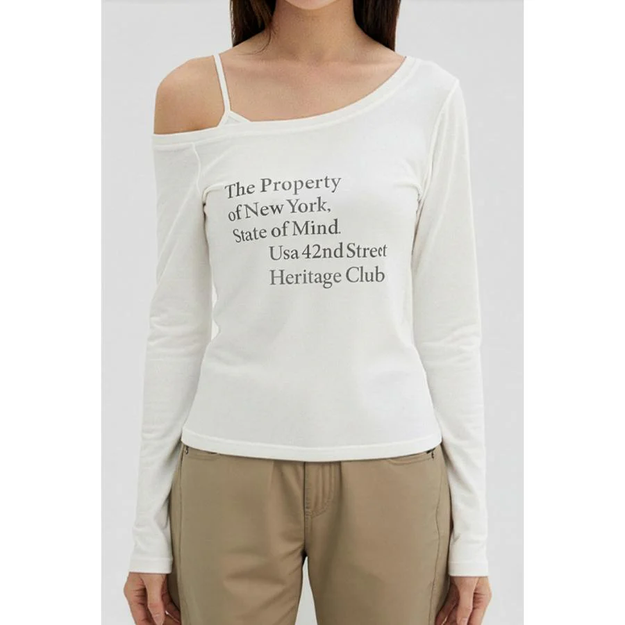 SPAO - Off-Shoulder Long Sleeve T-Shirt - Image 4