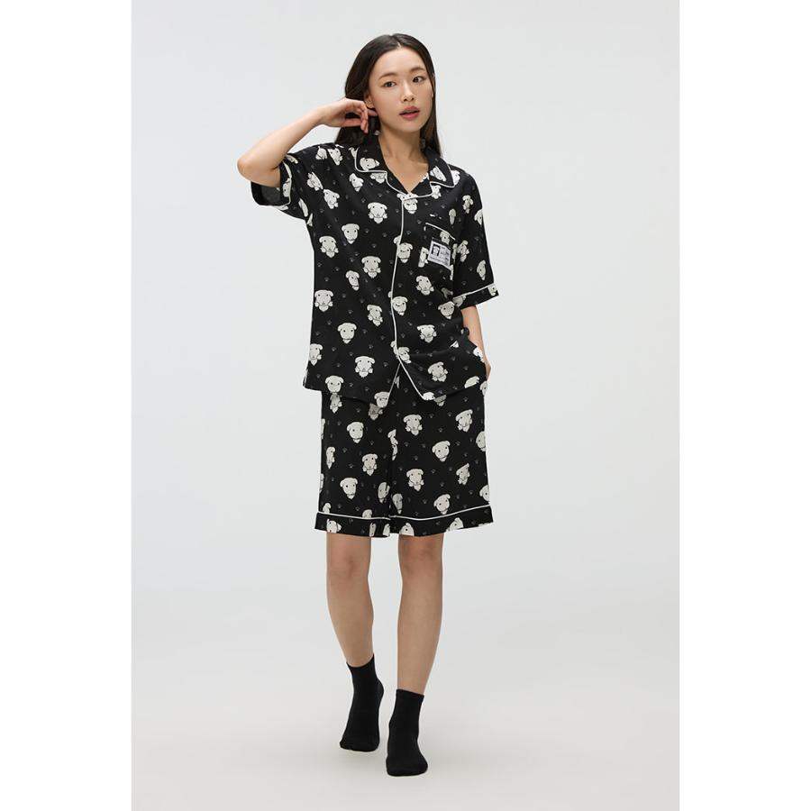 SPAO x Ganadi - Short Sleeve Pajamas Set (Black)