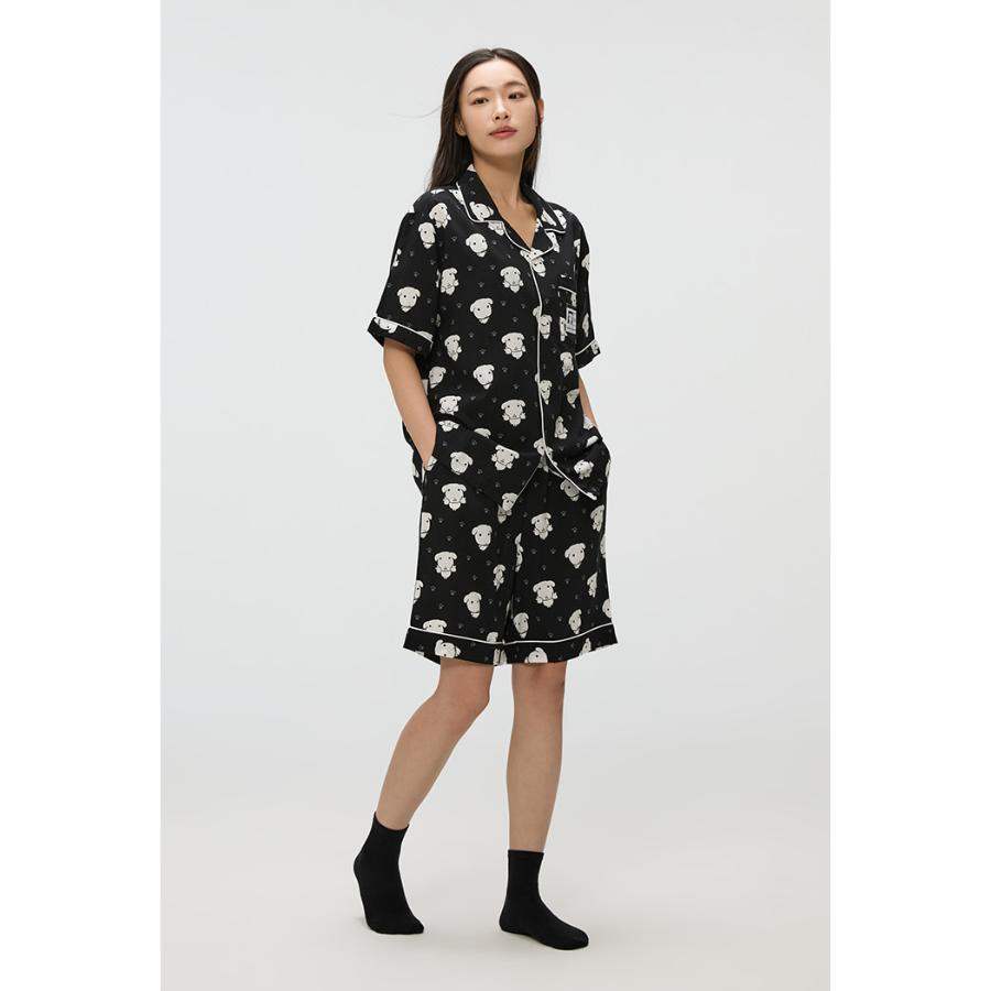 SPAO x Ganadi - Short Sleeve Pajamas Set (Black) - Image 4