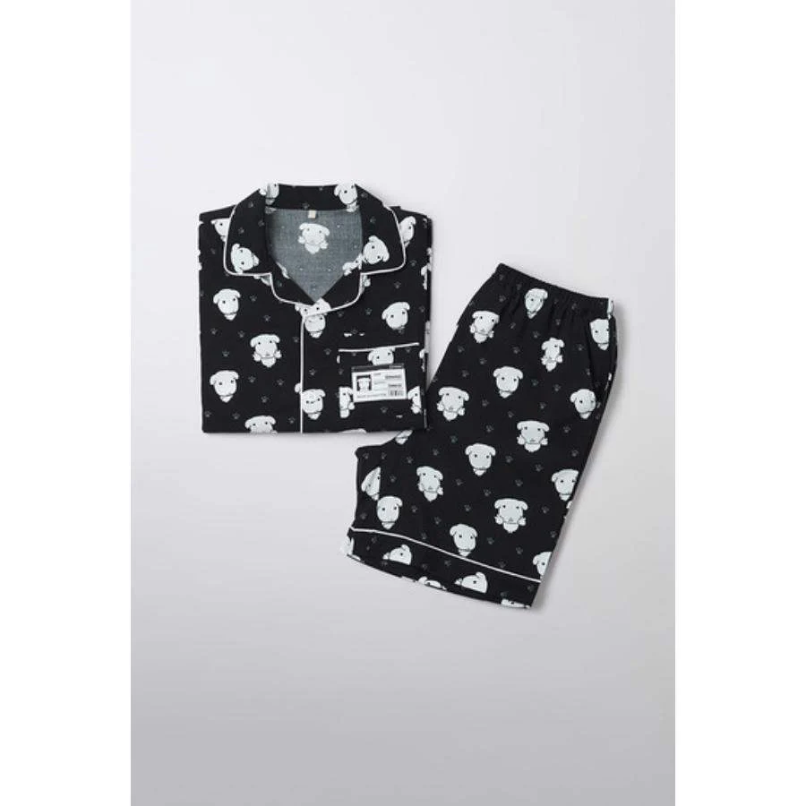SPAO x Ganadi - Short Sleeve Pajamas Set (Black) - Image 5